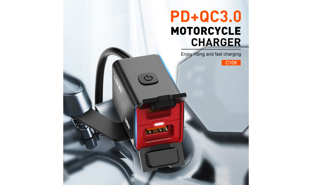 LDNIO ΦΟΡΤΙΣΤΗΣ ΜΟΤΟΣΥΚΛΕΤΑΣ C108 ΜΕ ΚΑΛΩΔΙΟ 60W USB / USB-C