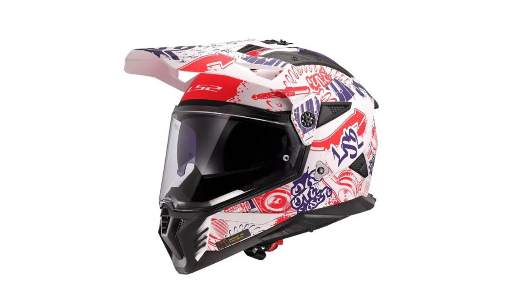LS2 PIONEER II MX702 FANTASY ΚΡΑΝΟΣ ADVENTURE MATT WHITE RED BLUE