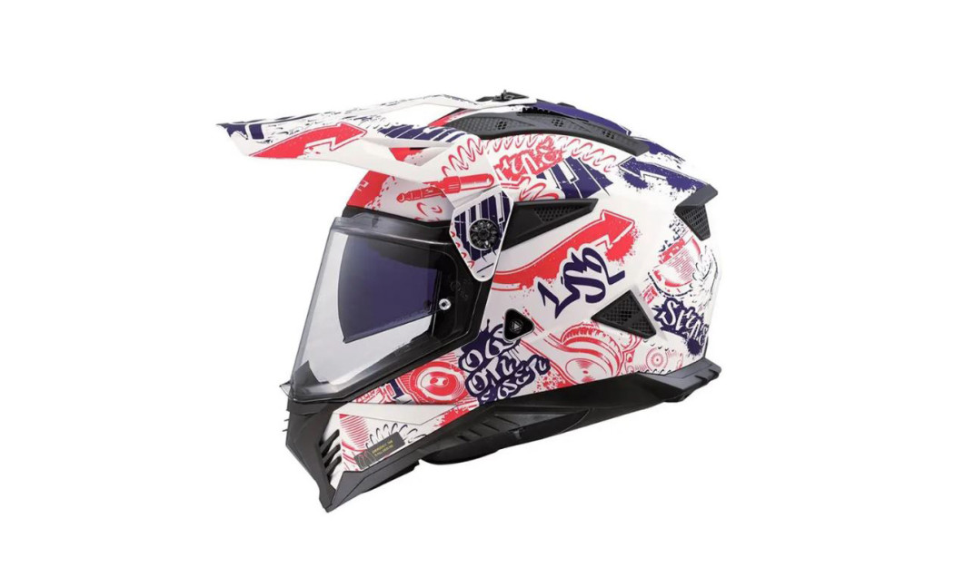 LS2 PIONEER II MX702 FANTASY ΚΡΑΝΟΣ ADVENTURE MATT WHITE RED BLUE