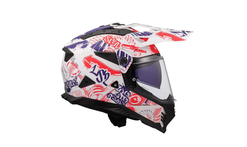 LS2 PIONEER II MX702 FANTASY ΚΡΑΝΟΣ ADVENTURE MATT WHITE RED BLUE