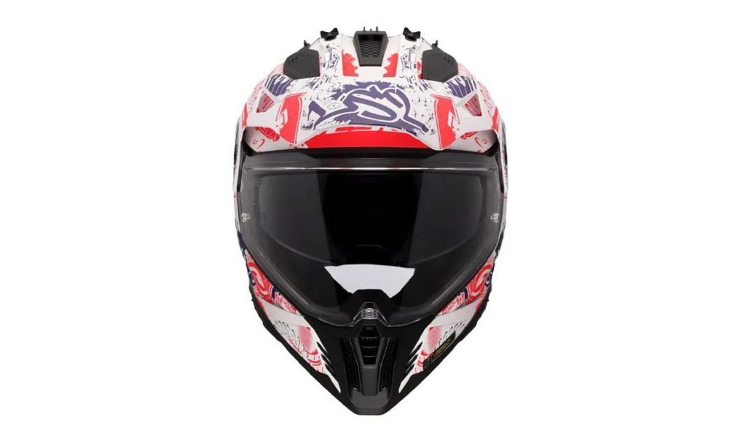 LS2 PIONEER II MX702 FANTASY ΚΡΑΝΟΣ ADVENTURE MATT WHITE RED BLUE