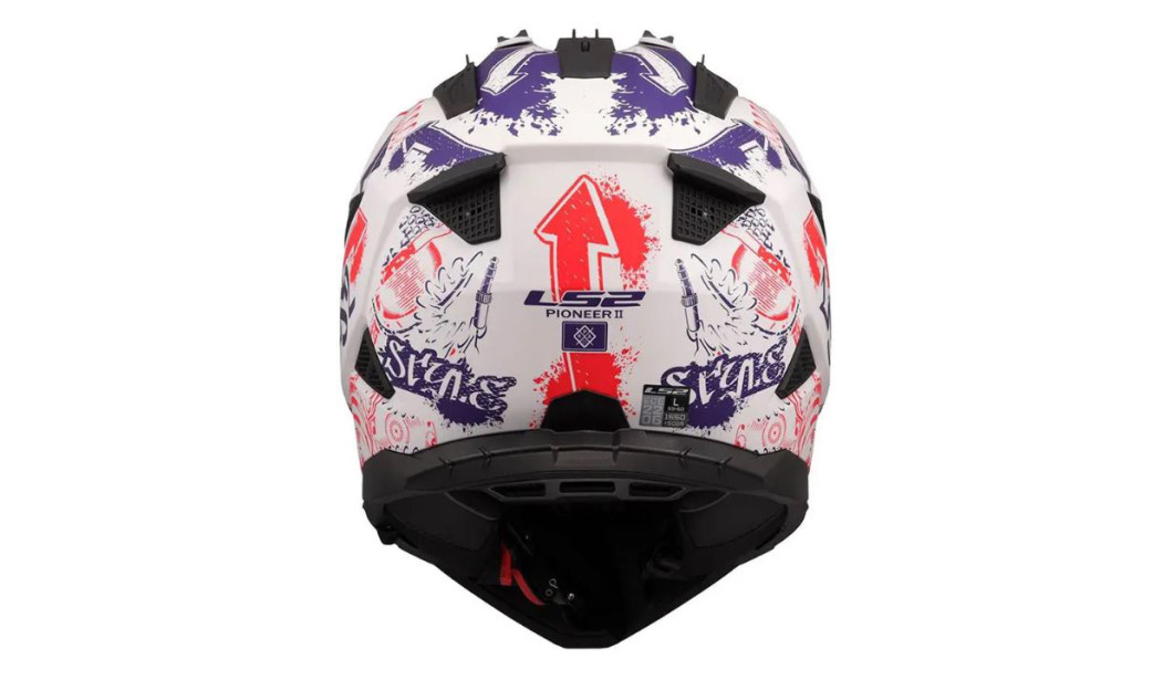 LS2 PIONEER II MX702 FANTASY ΚΡΑΝΟΣ ADVENTURE MATT WHITE RED BLUE
