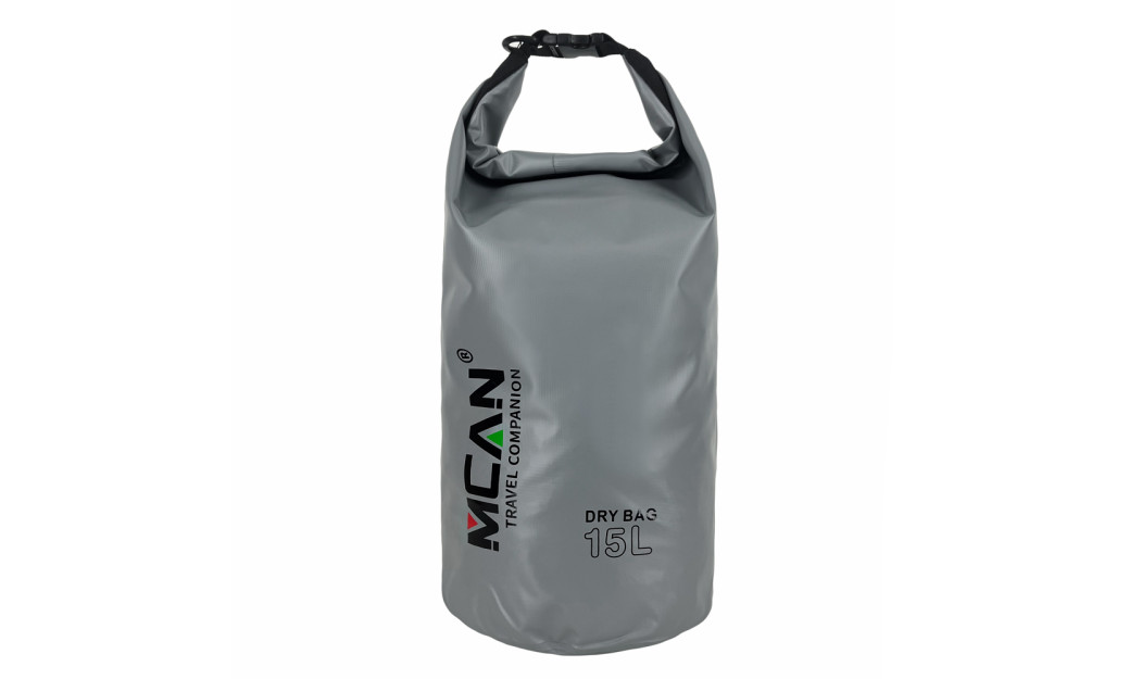 ΑΔΙΑΒΡΟΧΟΣ ΣΑΚΟΣ DRY BAG 15L ΜΕ ΛΟΥΡΙ ΩΜΟΥ MCAN ΓΚΡΙ