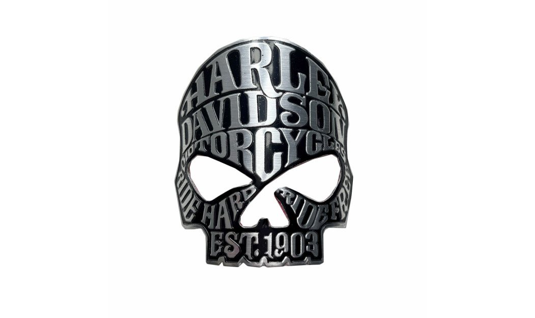 HARLEY DAVIDSON SKULL ΜΕΤΑΛΛΙΚΟ ΑΥΤΟΚΟΛΛΗΤΟ ΣΗΜΑ ΑΛΟΥΜΙΝΙΟΥ 