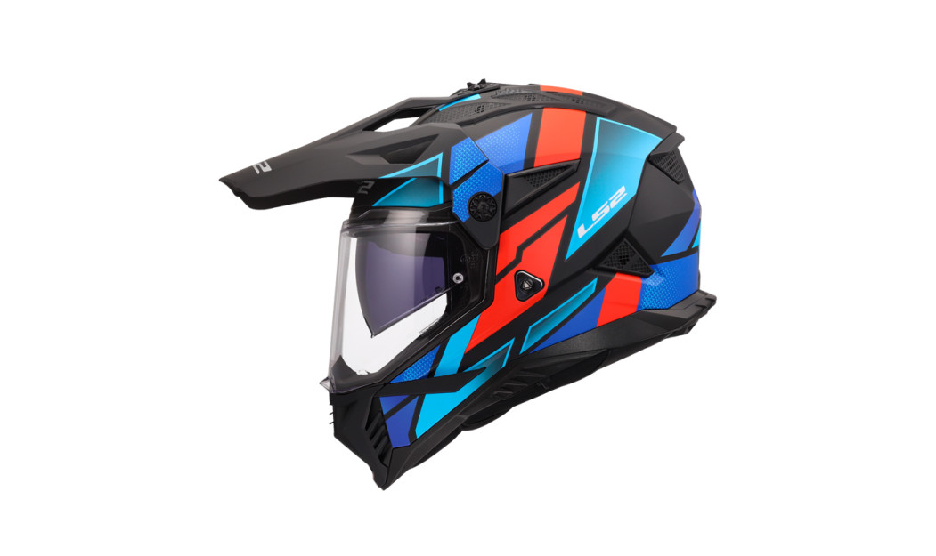 LS2 PIONEER II MX702 BLOCK ΚΡΑΝΟΣ ADVENTURE MATT BLACK RED BLUE