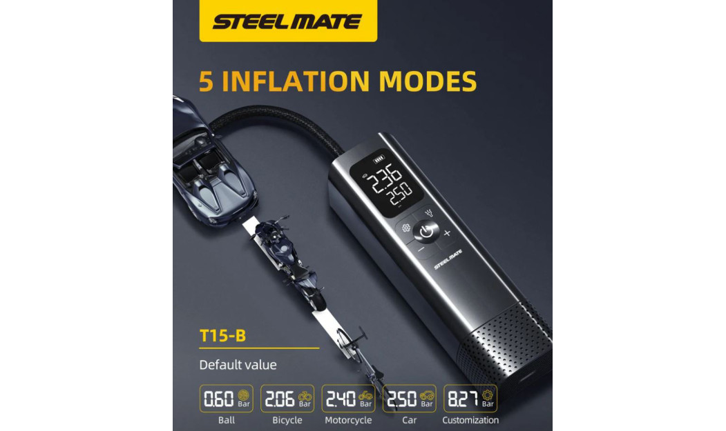 STEELMATE T15B MINI TIRE INFLATOR ΤΡΟΜΠΑ ΧΕΙΡΟΣ