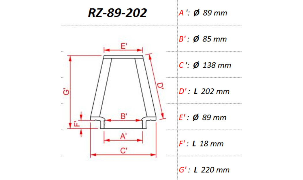 ΦΙΛΤΡΟ ΑΕΡΟΣ DNA RZ-SERIES UNIVERSAL CLAMP ON ID 89 MM / 202 MM