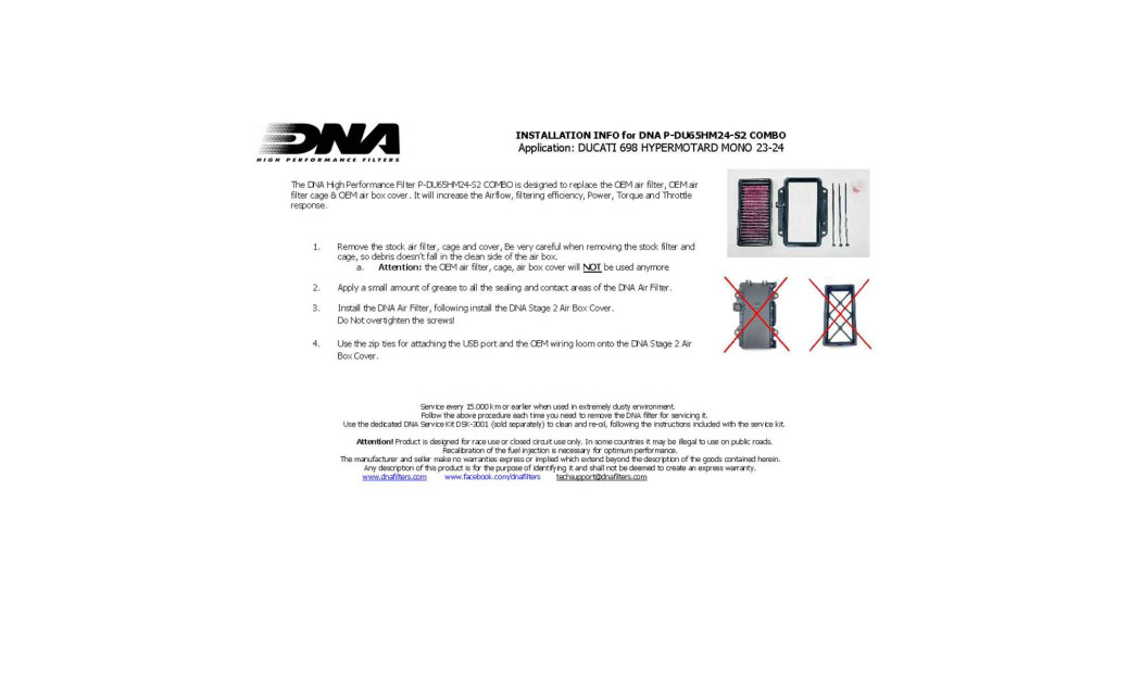 ΦΙΛΤΡΟ ΑΕΡΟΣ DNA DUCATI HYPERMOTARD 698 MONO 23-24 STAGE 2 AIR BOX FILTER COVER COMBO