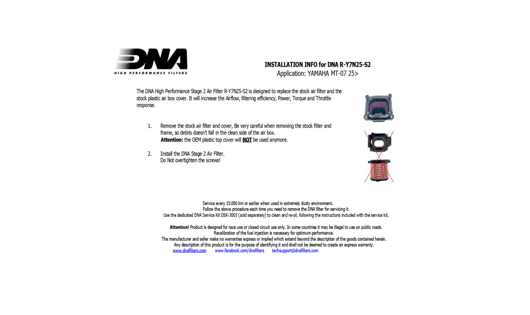 ΦΙΛΤΡΟ ΑΕΡΟΣ DNA YAMAHA MT-07 25> STAGE 2