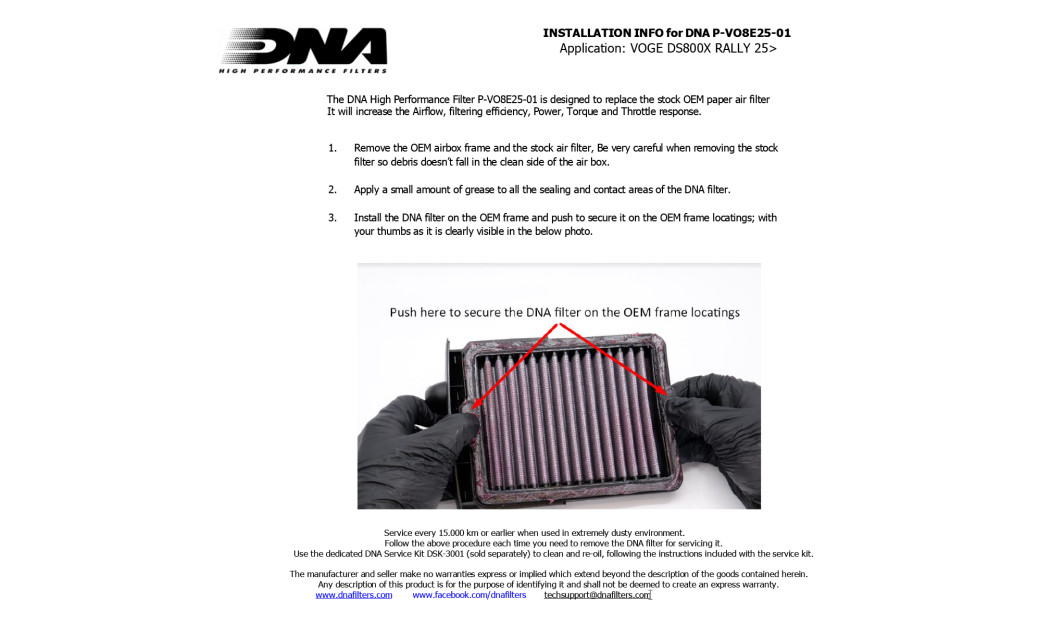 DNA AIR FILTER FOR FORD B-MAX - ECOSPORT - FIESTA VI-VII - KA+ - TRANSIT - TOURNEO COURIER