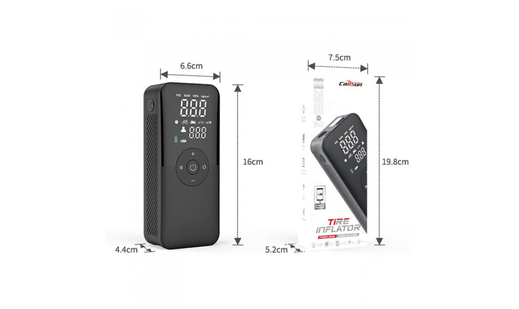 CARSUN TIRE INFLATOR ΤΡΟΜΠΑ ΧΕΙΡΟΣ C3106-V2.0 2 x 2000mAh
